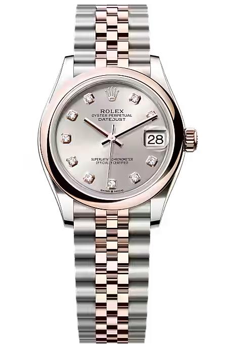 Rolex Lady-Datejust 31mm Two-Tone Everose Gold Silver Diamond Dial Domed
