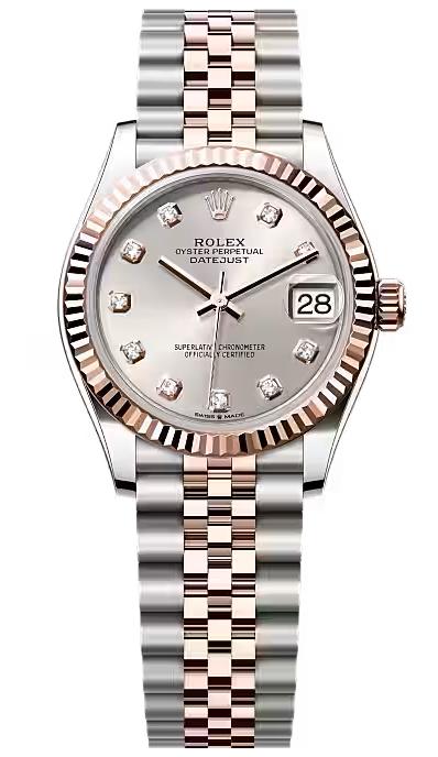 Rolex Lady-Datejust 31mm Two-Tone Everose Gold Silver Diamond Dial