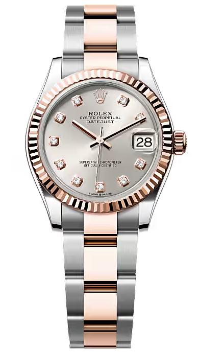 Rolex Lady-Datejust 31mm Two-Tone Everose Gold Silver Diamond Dial