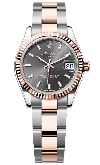 Rolex Lady-Datejust 31mm Two-Tone Everose Gold Slate Index Dial Fluted