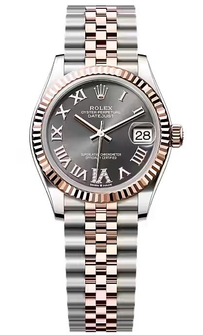 Rolex Lady-Datejust 31mm Two-Tone Everose Gold Slate Roman Dial Fluted