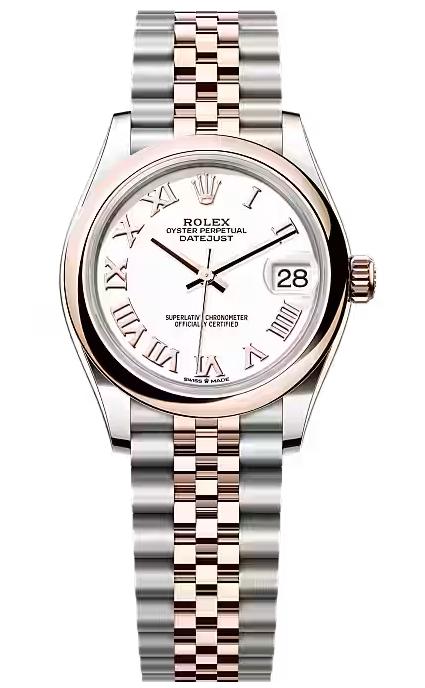 Rolex Lady-Datejust 31mm Two-Tone Everose Gold White Roman Dial Domed