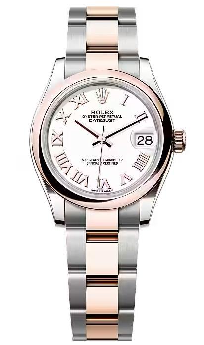 Rolex Lady-Datejust 31mm Two-Tone Everose Gold White Roman Dial Domed