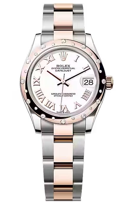 Rolex Lady-Datejust 31mm Two-Tone Everose Gold White Roman Dial Domed