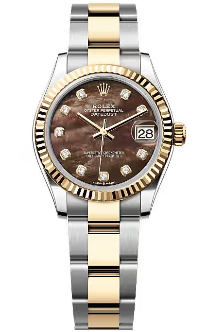 Rolex Lady-Datejust 31mm Two-Tone Yellow Gold Tahitian/Black MOP Diamond Dial