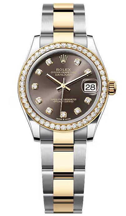Rolex Lady-Datejust 31mm Two-Tone Yellow Gold Dark Grey Dial Diamond Bezel