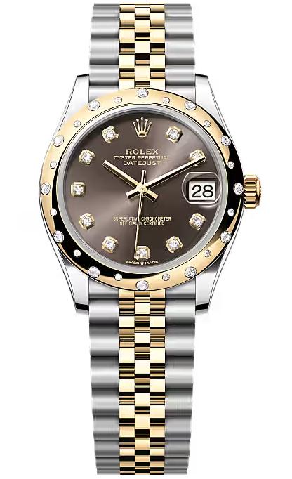Rolex Lady-Datejust 31mm Two-Tone Yellow Gold Dark Grey Dial Diamond Bezel