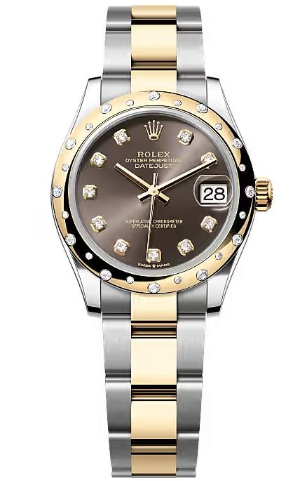 Rolex Lady-Datejust 31mm Two-Tone Yellow Gold Dark Grey Dial Diamond Bezel