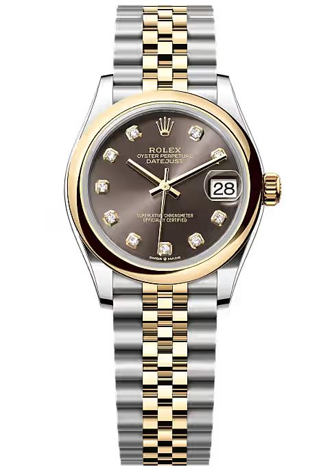 Rolex Lady-Datejust 31mm Two-Tone Yellow Gold Grey Diamond Dial Smooth Bezel