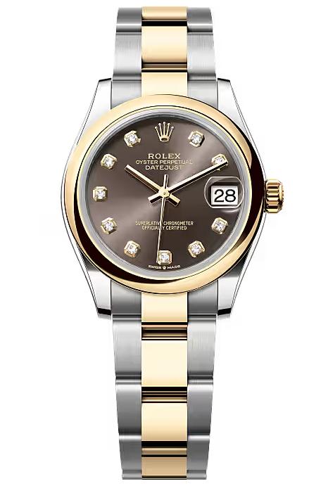 Rolex Lady-Datejust 31mm Two-Tone Yellow Gold Grey Diamond Dial Smooth Bezel