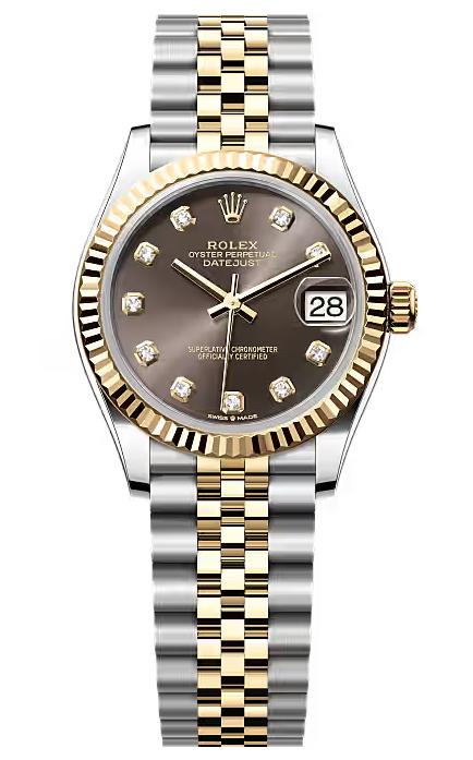 Rolex Lady-Datejust 31mm Two-Tone Yellow Gold Dark Grey Diamond Dial Fluted