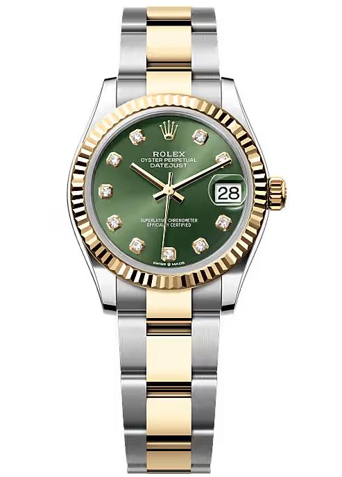 Rolex Lady-Datejust 31mm Two-Tone Yellow Gold Green Diamond Dial