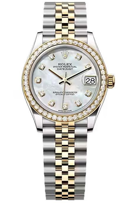 Rolex Lady-Datejust 31mm Two-Tone Yellow Gold MOP Dial Diamond Bezel