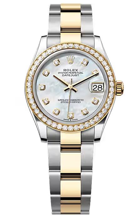 Rolex Lady-Datejust 31mm Two-Tone Yellow Gold MOP Dial Diamond Bezel