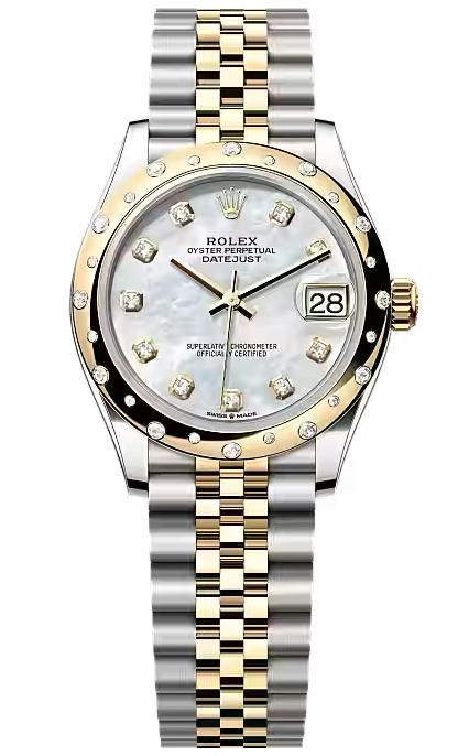 Rolex Lady-Datejust 31mm Two-Tone Yellow Gold MOP Dial Diamond Bezel