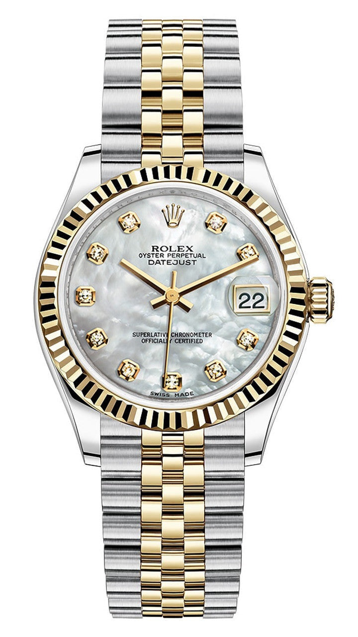 Rolex Lady-Datejust 31mm Two-Tone Yellow Gold Mother of Pearl Diamond Dial