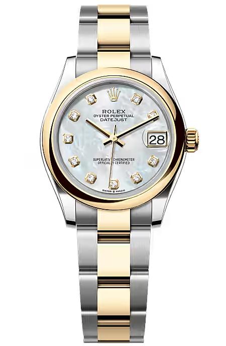 Rolex Lady-Datejust 31mm Two-Tone Yellow Gold MOP Diamond Dial Smooth Bezel