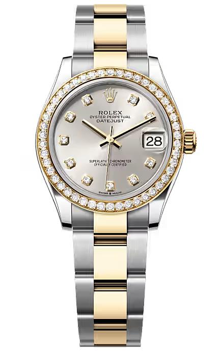 Rolex Lady-Datejust 31mm Two-Tone Yellow Gold Silver Dial Diamond Bezel