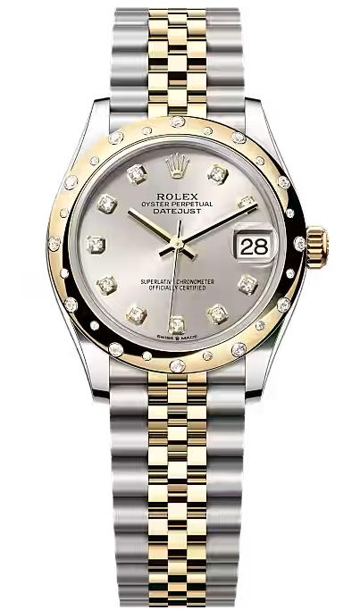 Rolex Lady-Datejust 31mm Two-Tone Yellow Gold Silver Dial Diamond Bezel