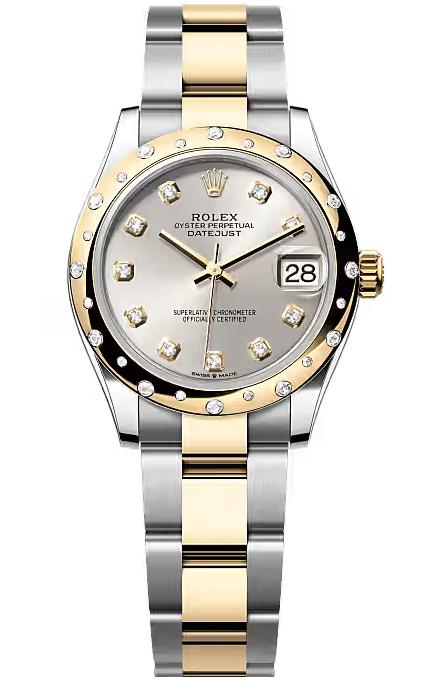 Rolex Lady-Datejust 31mm Two-Tone Yellow Gold Silver Dial Diamond Bezel