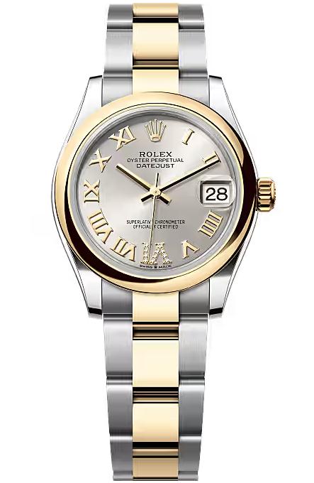 Rolex Lady-Datejust 31mm Two-Tone Yellow Gold Silver Roman Dial Smooth Bezel