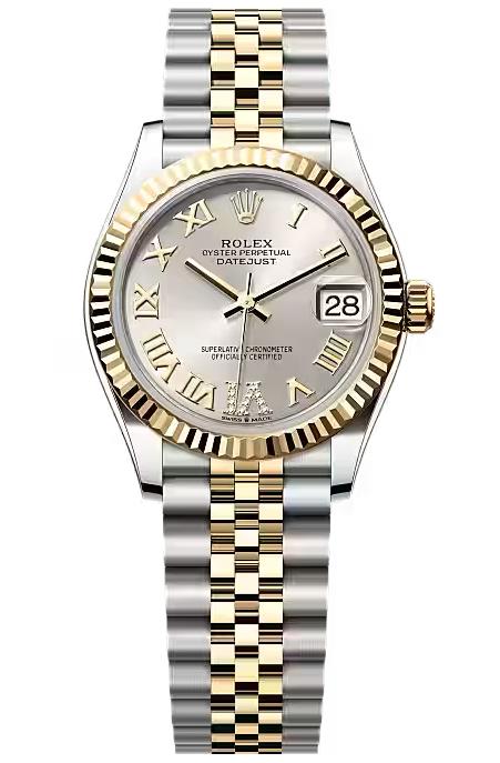 Rolex Lady-Datejust 31mm Two-Tone Yellow Gold Silver Roman Diamond Dial