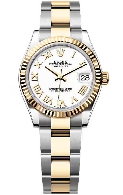 Rolex Lady-Datejust 31mm Two-Tone Yellow Gold White Roman Dial