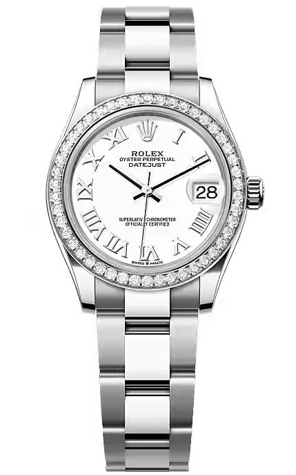 Rolex Lady-Datejust 31mm White Roman Dial Diamond Bezel