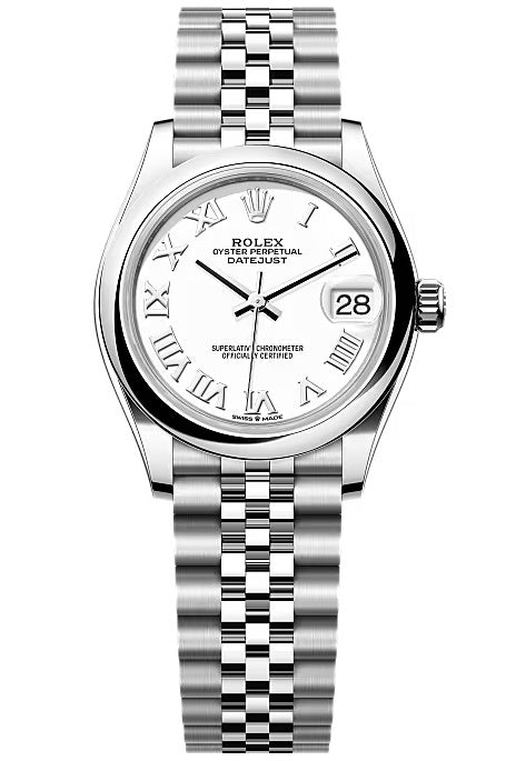 Rolex Lady-Datejust 31mm White Roman Dial Smooth Domed Bezel Jubilee Bracelet