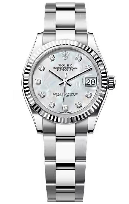 Rolex Lady Datejust 31mm MOP Diamond Dial Fluted Bezel Oyster Bracelet 278274