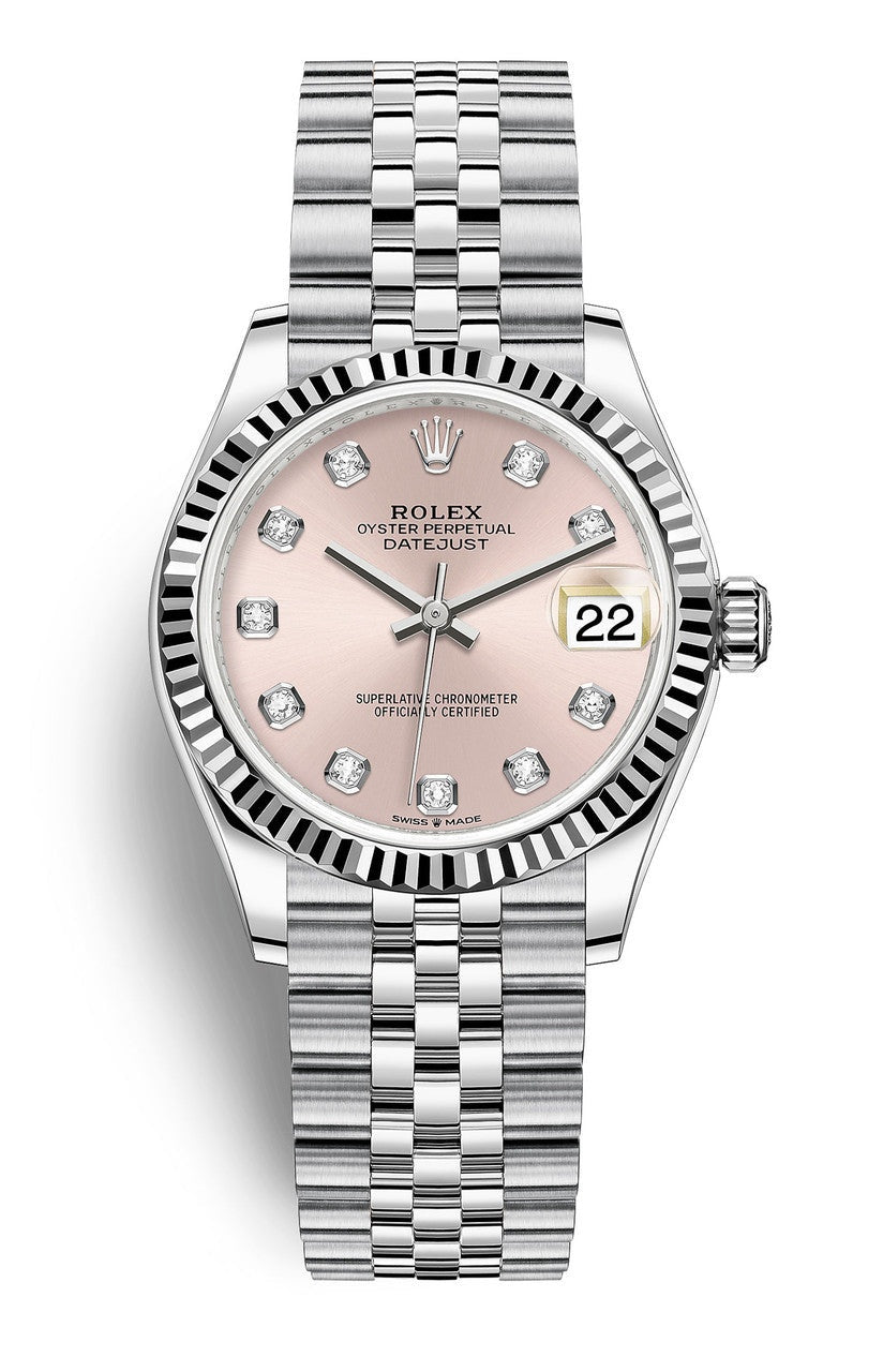 Rolex Lady Datejust 31mm Pink Diamond Dial Fluted Bezel Jubilee Bracelet 278274
