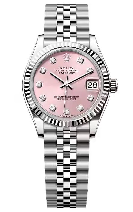 Rolex Lady Datejust 31mm Pink Diamond Dial Fluted Bezel Jubilee Bracelet 278274
