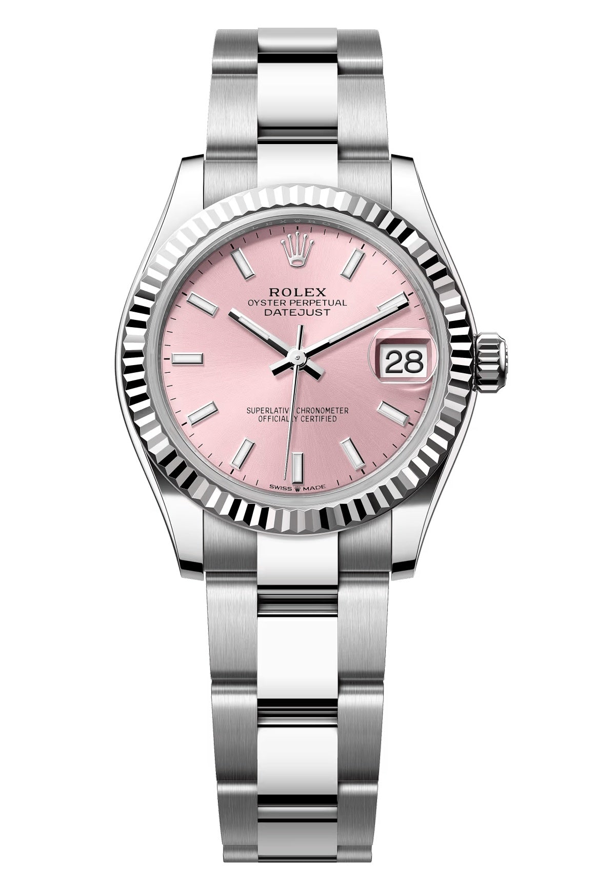 Rolex Lady Datejust 31mm Pink Index Dial Fluted Bezel Oyster Bracelet 278274