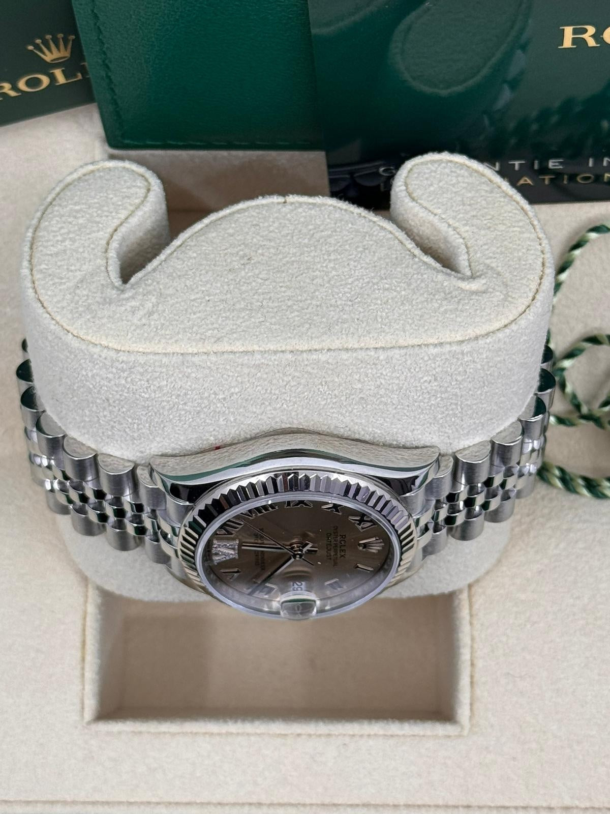 Rolex Lady Datejust 31mm Pink Roman Diamond Dial Fluted Bezel Jubilee Bracelet