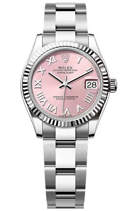 Rolex Lady Datejust 31mm Pink Roman Dial Fluted Bezel Oyster Bracelet