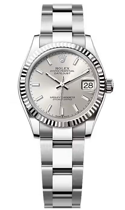Rolex Lady Datejust 31mm Silver Index Dial Fluted Bezel Oyster Bracelet 278274