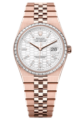 Rolex Land-Dweller 127285TBR 36 mm Everose Gold White Honeycomb Dial Diamond Bezel Flat Jubilee – New 2025