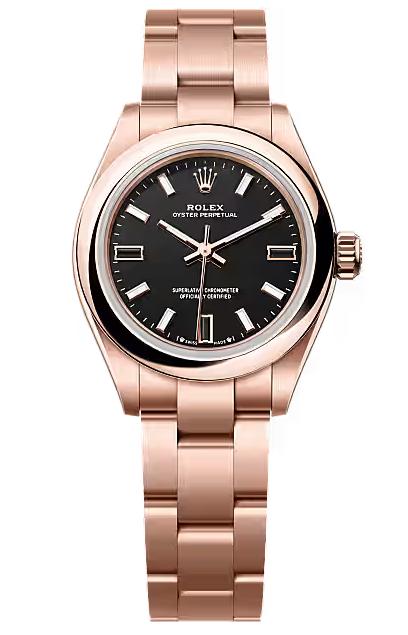 Rolex Oyster Perpetual 28 Everose Gold Black Stone Dial Oyster Bracelet 276205