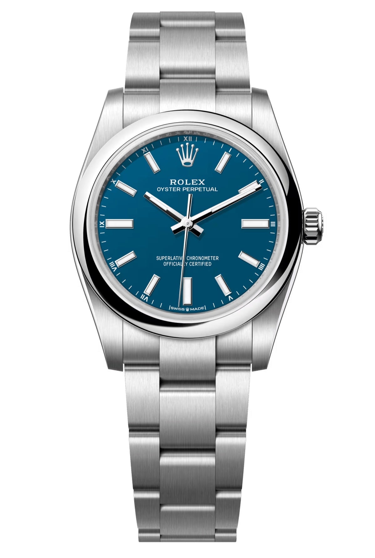 Rolex Oyster Perpetual 34mm Medium Blue Dial Oyster Bracelet – 124200
