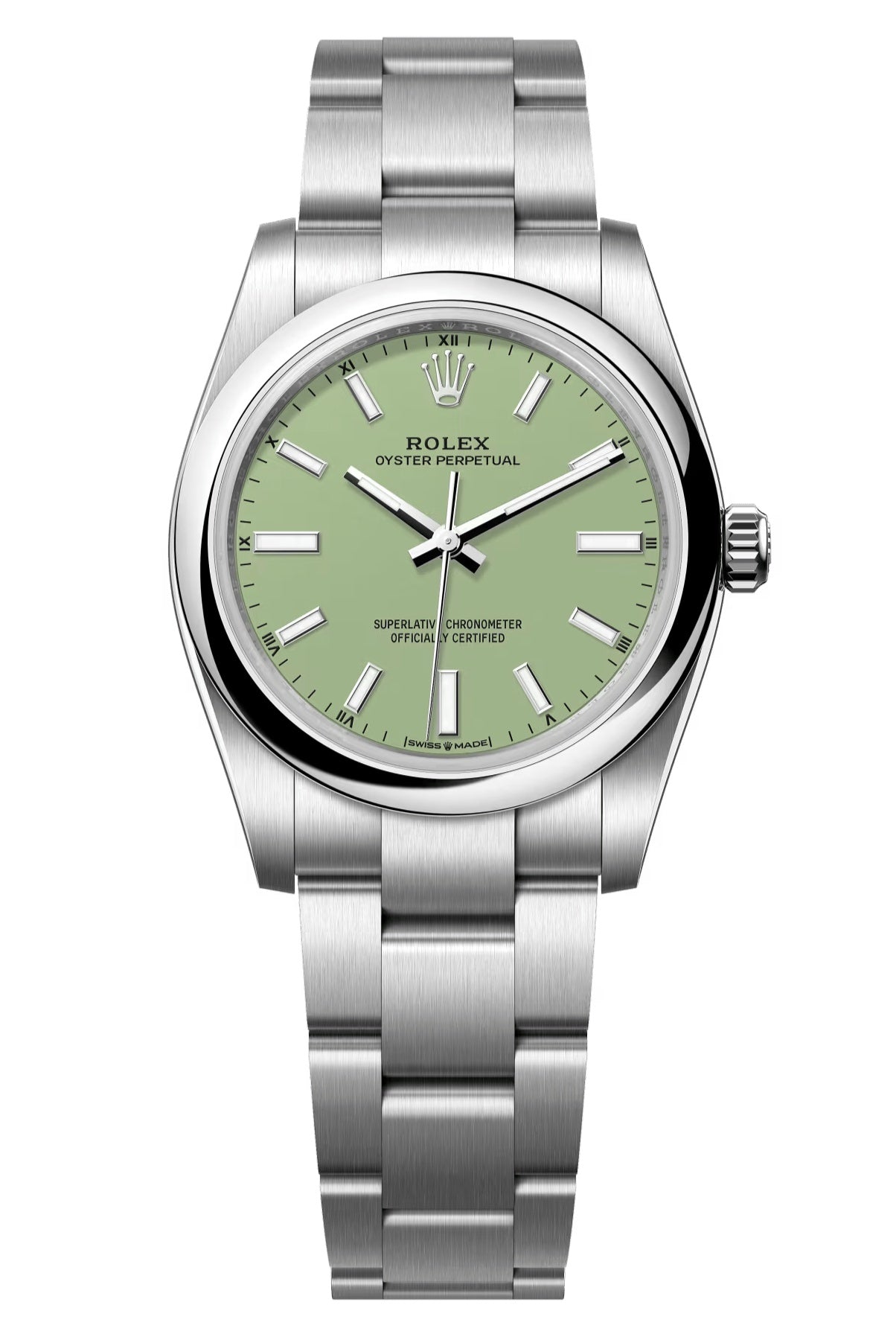 Rolex Oyster Perpetual 34mm Pistachio Dial Oyster Bracelet – 124200