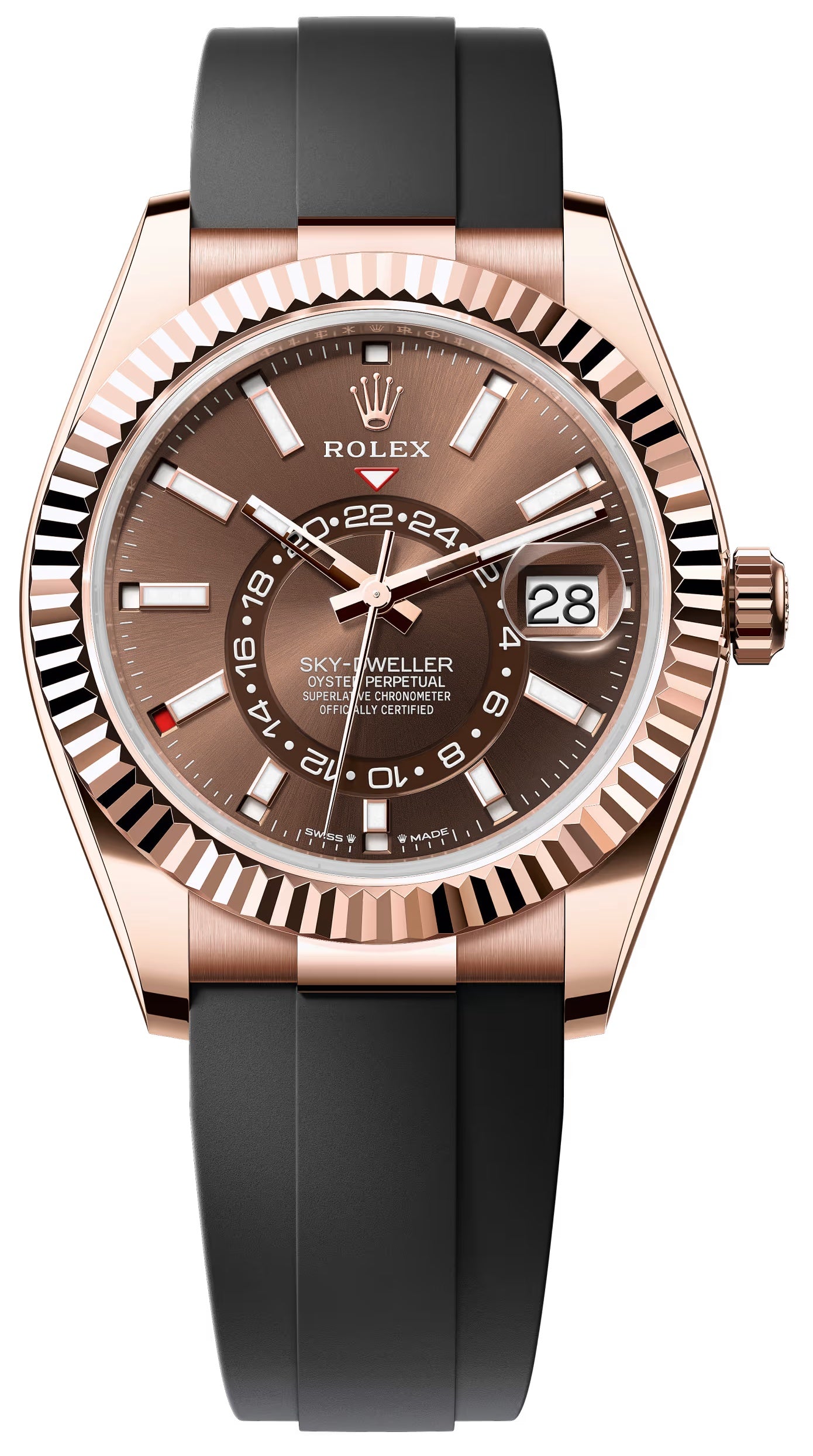 Rolex Sky-Dweller 42mm Everose Gold Chocolate Dial Oysterflex 336235