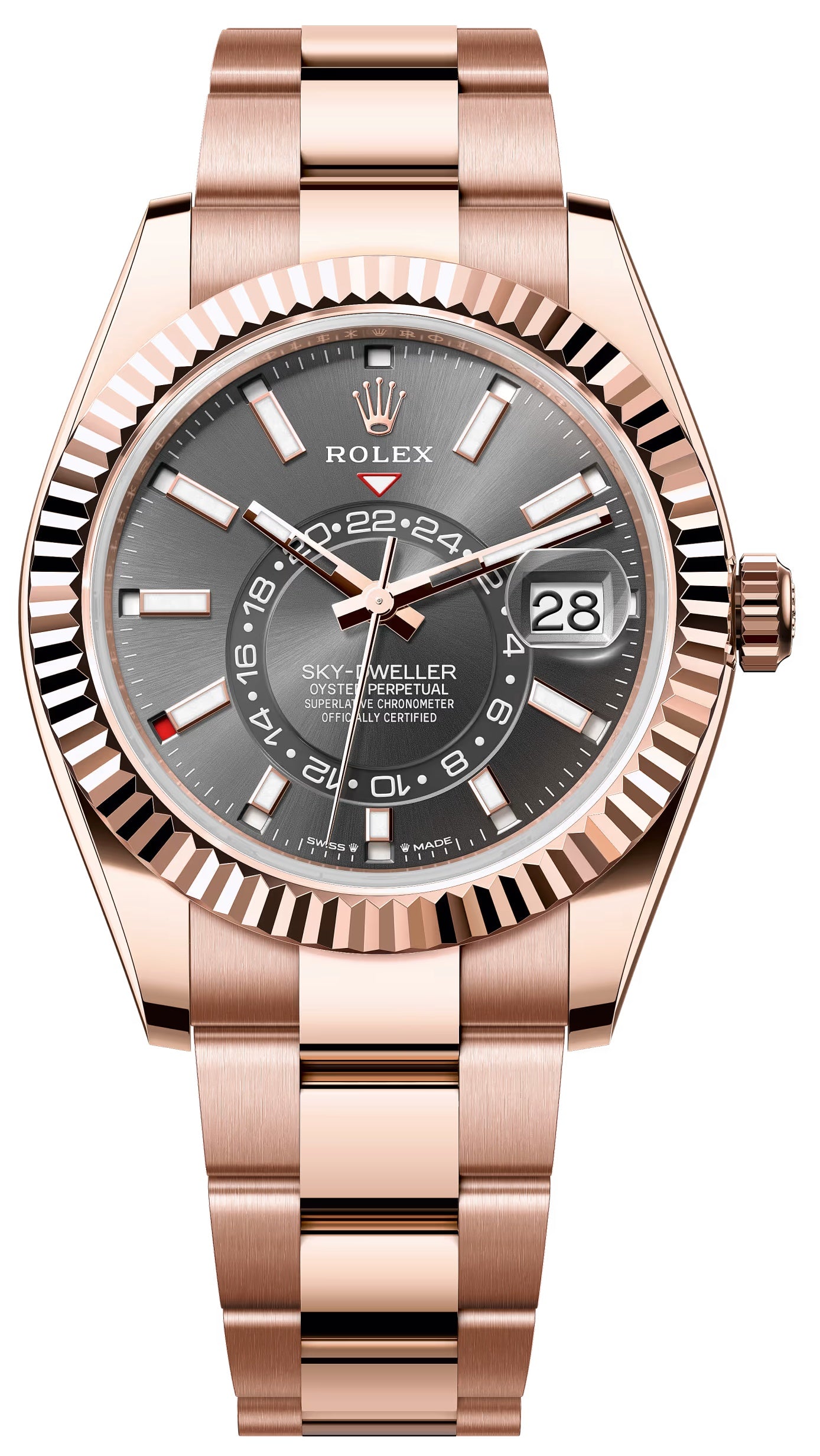 ROLEX ステンレススチール ブレスレット D02 Rolex Sky-Dweller 42mm Everose Gold Rhodium Dial Oyster Bracelet 33693