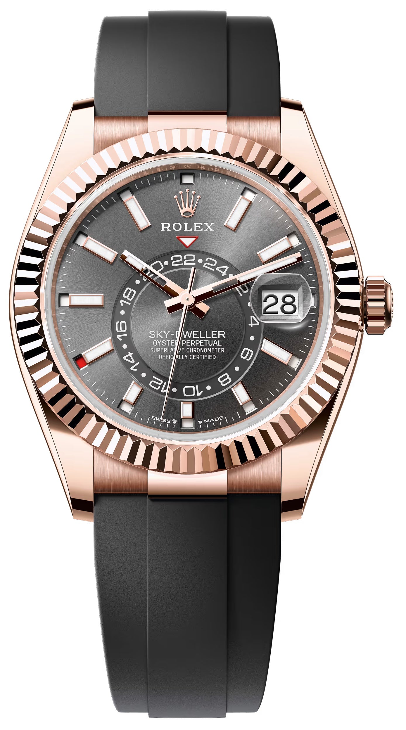 Rolex Sky-Dweller 42mm Everose Gold Slate Dial Oysterflex 336235