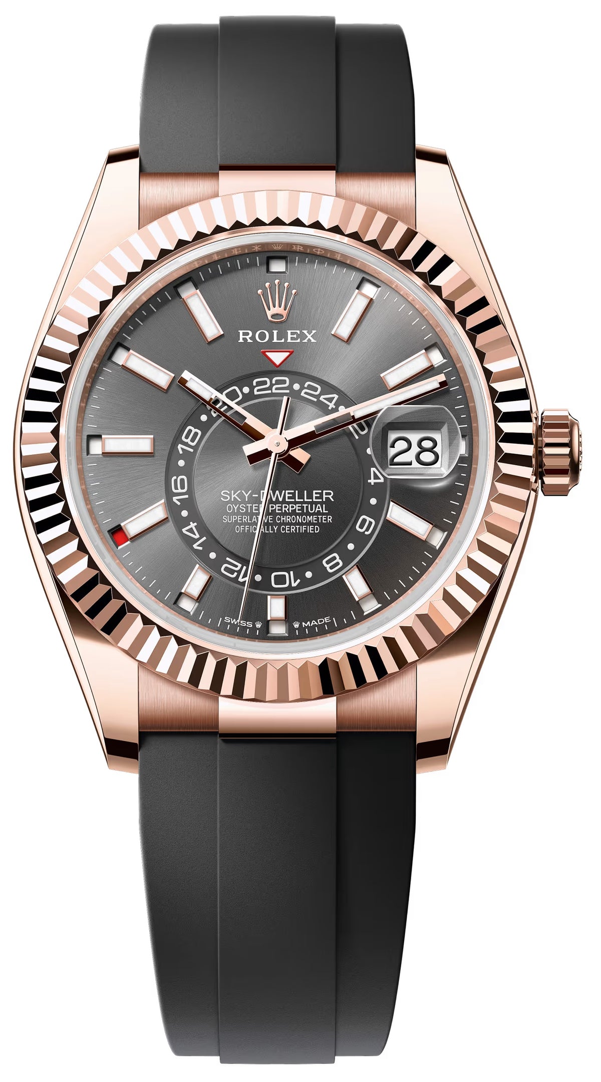 Rolex Sky-Dweller 42mm Everose Gold Slate Dial Oysterflex 336235