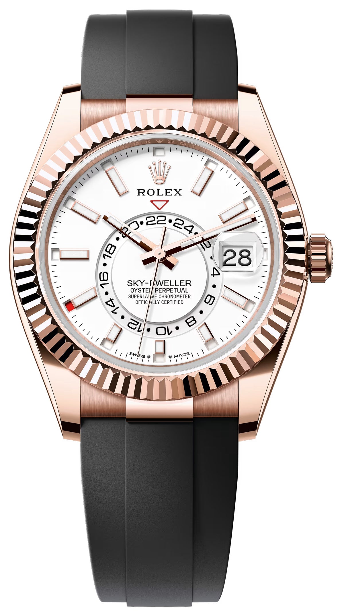 Rolex Sky-Dweller 42mm Everose Gold White Dial Oysterflex 336235