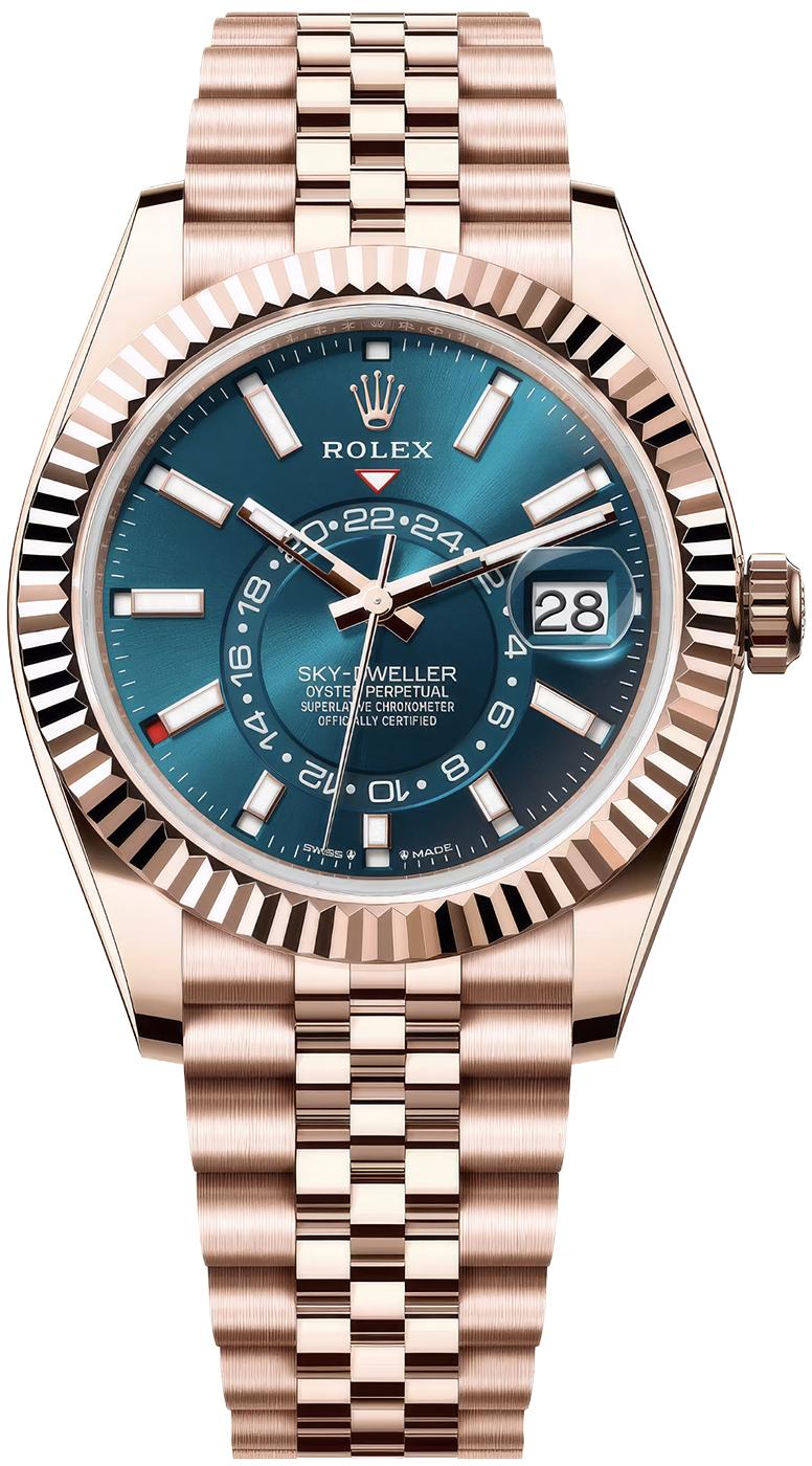 Rolex Sky-Dweller 42mm Rose Gold Blue Dial Jubilee Bracelet 336935
