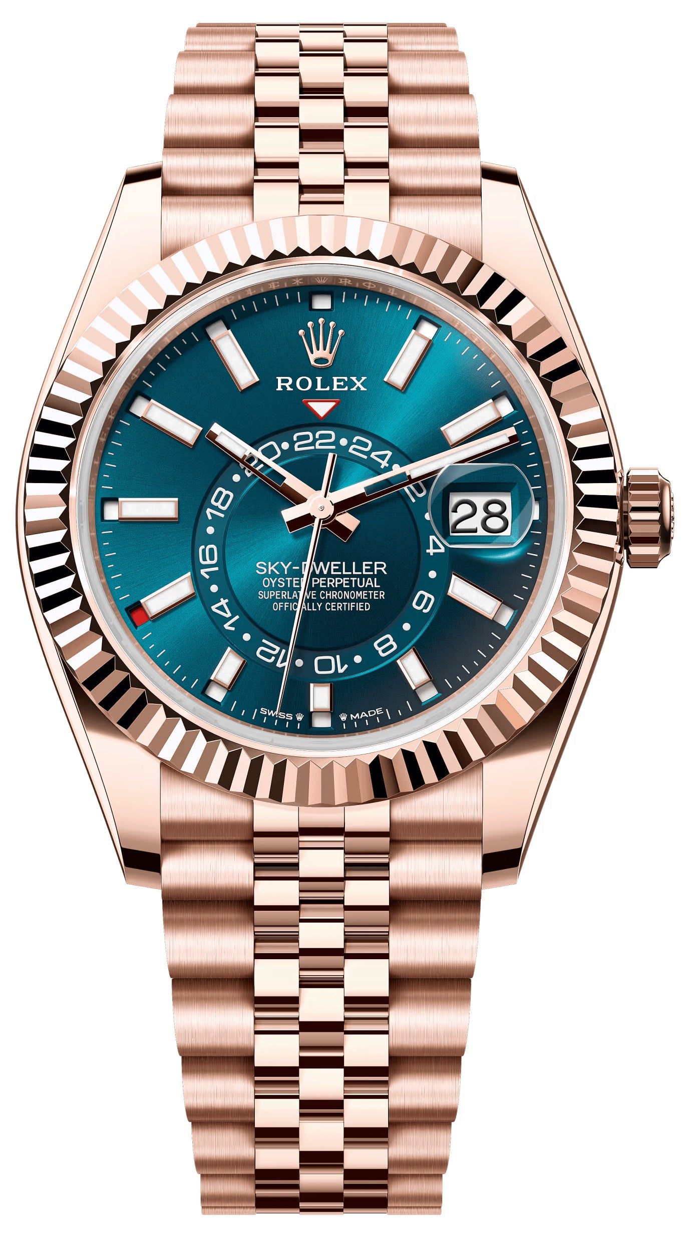 Rolex Sky-Dweller 42mm Rose Gold Blue Dial Jubilee Bracelet 336935