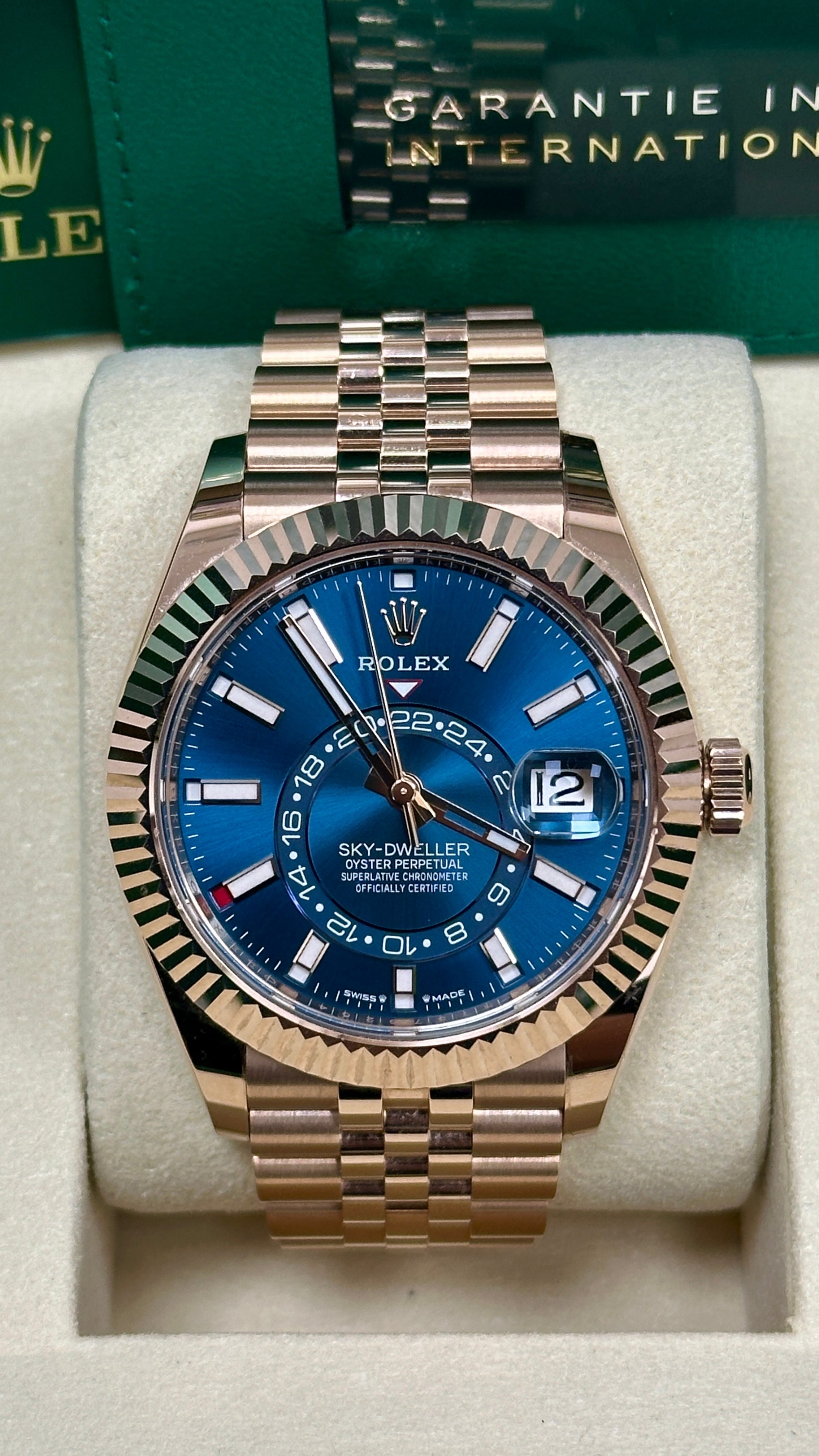 Rolex Sky-Dweller 42mm Rose Gold Blue Dial Jubilee Bracelet 336935