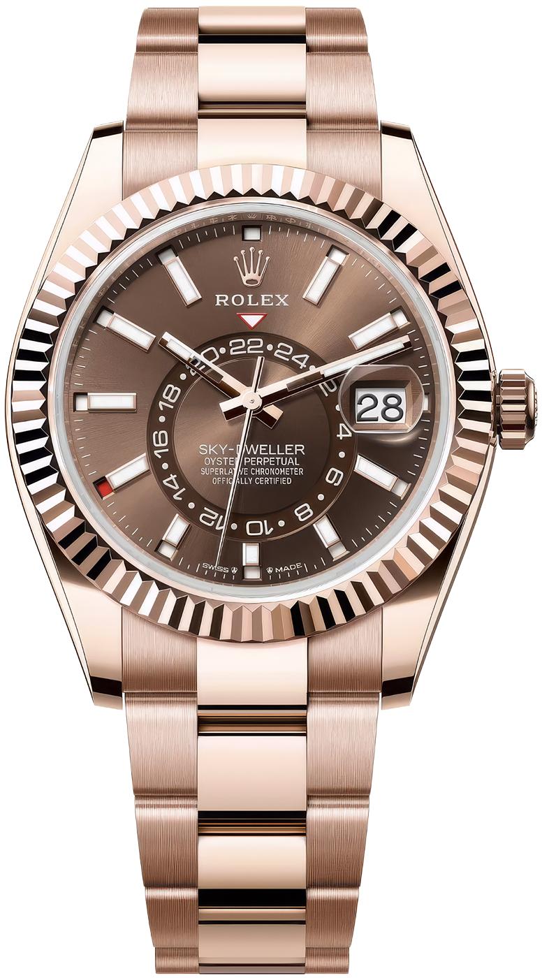 Rolex Sky-Dweller 42mm Rose Gold Chocolate Dial Oyster Bracelet 336935