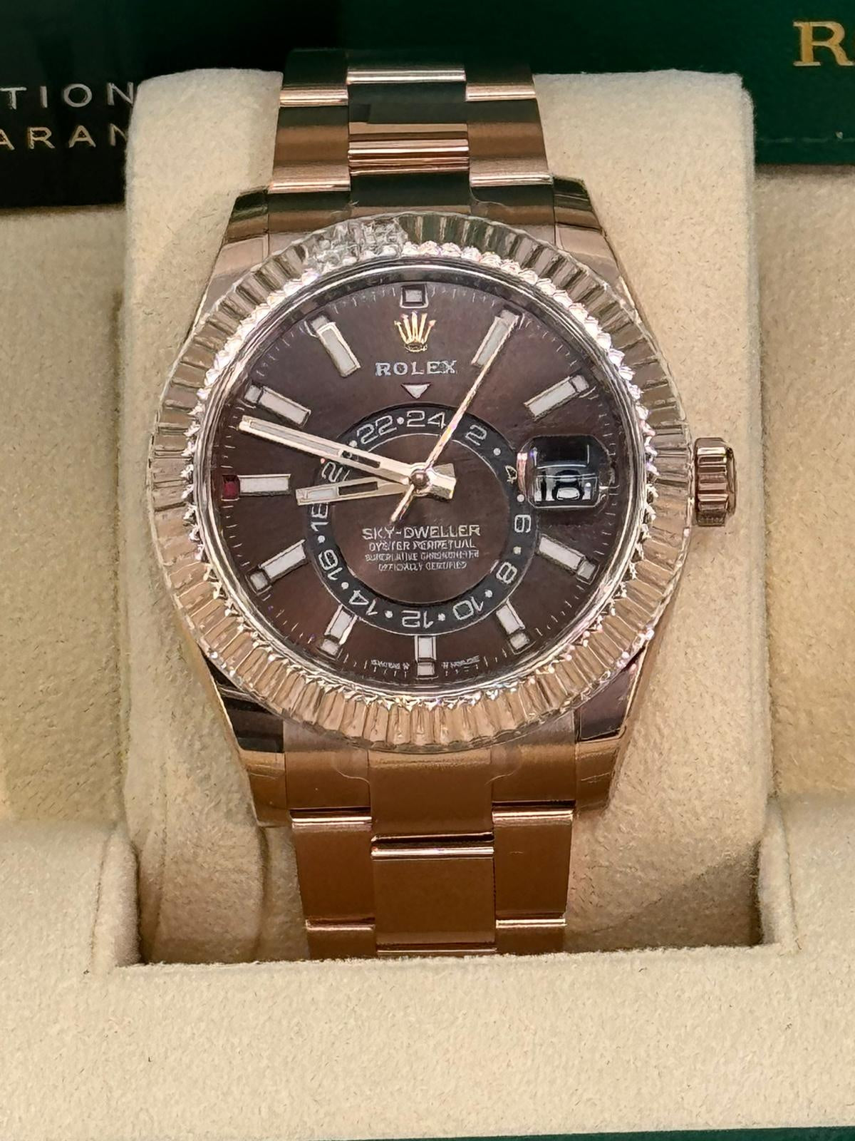 Rolex Sky-Dweller 42mm Rose Gold Chocolate Dial Oyster Bracelet 336935